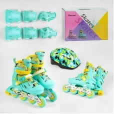 Ролики дитячі Best Roller 30202-М розмір 35-38 бірюзові зі світлом