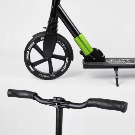 Самокат алюминиевый "Best Scooter" 72284 колеса PU, d переднего колеса - 230мм, d заднего колеса - 215мм, 1 амортизатор передний, в коробке