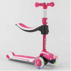Самокат трехколесный Best Scooter JS-41008/63204 с сидением, алюминиевый руль, 3 колеса PU со светом, d=12 см