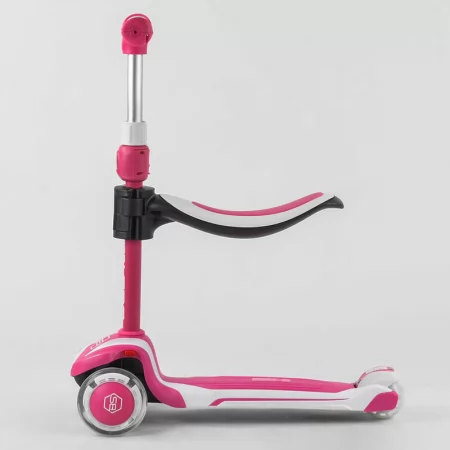 Самокат трехколесный Best Scooter JS-41008/63204 с сидением, алюминиевый руль, 3 колеса PU со светом, d=12 см