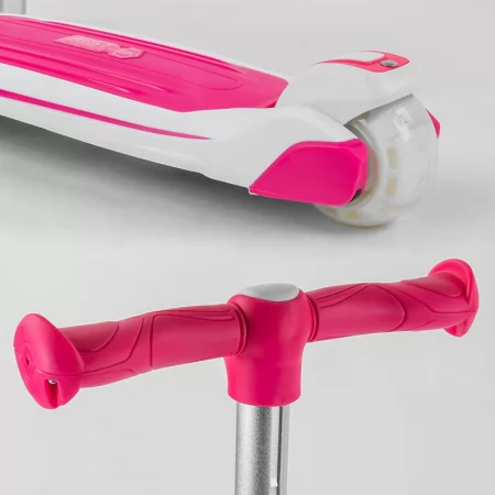 Самокат трехколесный Best Scooter JS-41008/63204 с сидением, алюминиевый руль, 3 колеса PU со светом, d=12 см