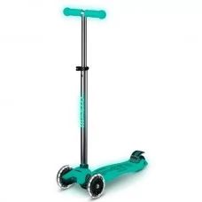 Трехколесный самокат Micro Maxi Deluxe Glow LED светящийся бирюзовый MMD365 