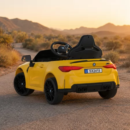 Детский электромобиль BMW M4 Competition Cabrio Bambi M 5096 EBLR-6, 2 мотора по 35W, EVA, экокожа, MP3, Bluetooth, желтый Детский электромобиль BMW M4 Competition Cabrio Bambi M 5096 EBLR-6, 2 мотора по 35W, EVA, экокожа, MP3, Bluetooth, желтый