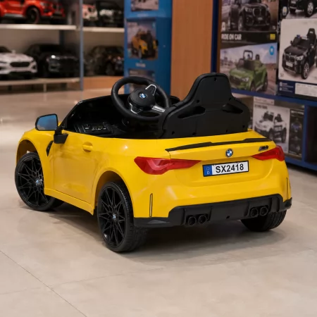 Детский электромобиль BMW M4 Competition Cabrio Bambi M 5096 EBLR-6, 2 мотора по 35W, EVA, экокожа, MP3, Bluetooth, желтый Детский электромобиль BMW M4 Competition Cabrio Bambi M 5096 EBLR-6, 2 мотора по 35W, EVA, экокожа, MP3, Bluetooth, желтый