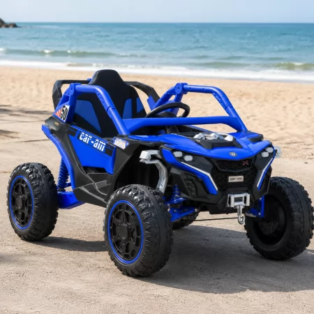Дитячий електромобіль Джип Баггі Bambi Racer M 6256EBLR-4 синій, 4 мотори по 45W, EVA, шкіра, MP3, USB, Bluetooth, TF, музика, світло