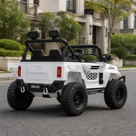 Детский электромобиль Джип Bambi Racer M 6325EBLR-1 Jeep Wrangler белый, 2 мотора по 25W, MP3, USB, Bluetooth, EVA, кожа