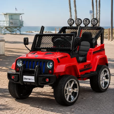 Дитячий електромобіль Джип Jeep Bambi M 3237 EBLR-3 червоний, 4 мотори по 45W, EVA, екокожа, MP3, Bluetooth Дитячий електромобіль Джип Jeep Bambi M 3237 EBLR-3 червоний, 4 мотори по 45W, EVA, екокожа, MP3, Bluetooth