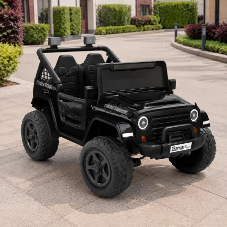 Детский электромобиль Джип Jeep Wrangler M 6287EBLR-2 двухместный черный, 4 мотора по 45W, EVA, кожа, Bluetooth