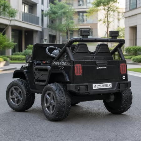 Детский электромобиль Джип Jeep Wrangler M 6287EBLR-2 двухместный черный, 4 мотора по 45W, EVA, кожа, Bluetooth