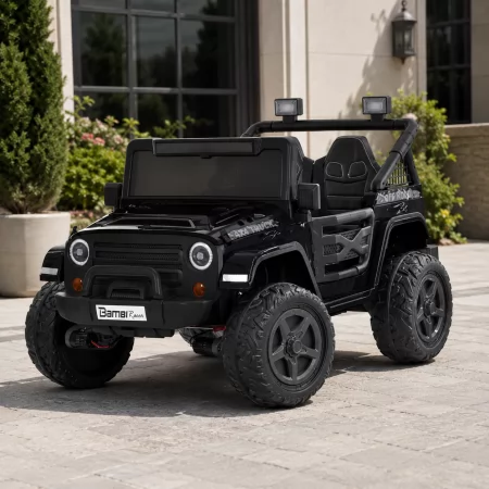 Детский электромобиль Джип Jeep Wrangler M 6287EBLR-2 двухместный черный, 4 мотора по 45W, EVA, кожа, Bluetooth