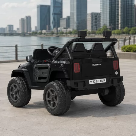 Детский электромобиль Джип Jeep Wrangler M 6287EBLR-2 двухместный черный, 4 мотора по 45W, EVA, кожа, Bluetooth