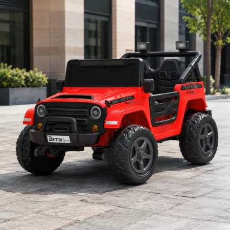 Детский электромобиль Джип Jeep Wrangler M 6287EBLR-3 двухместный красный, 4 мотора по 45W, EVA, кожа, Bluetooth
