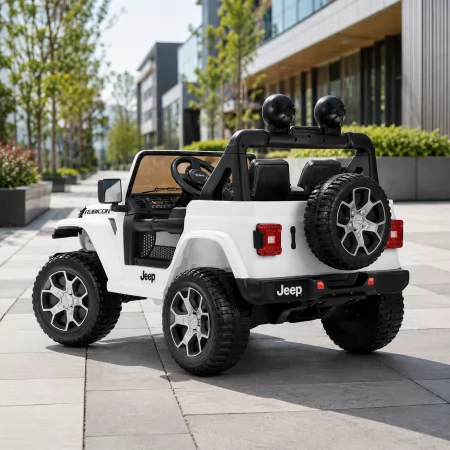 Детский электромобиль Jeep Wrangler Rubicon белый с музыкой и Bluetooth