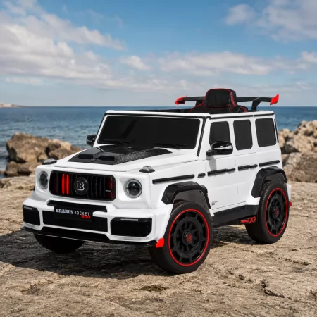 Дитячий електромобіль Джип Mercedes-AMG G 63 Brabus Rocket 900 M 6257EBLR-1 білий, Гелендваген, 4 мотори по 35W, EVA, екошкіра, MP3, Bluetooth