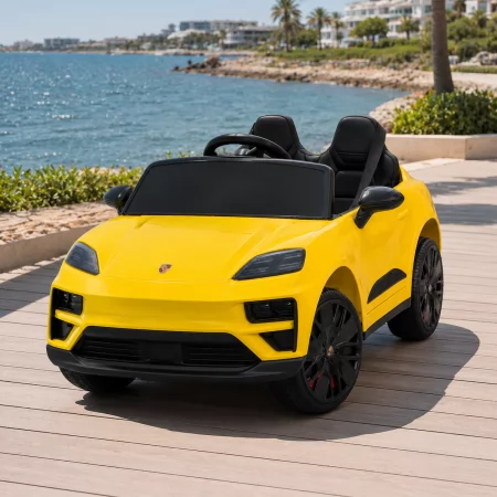 Детский электромобиль Джип Porsche Macan Turbo M 6314EBLR-6 желтый, 2 мотора по 35W, EVA, экокожа, Bluetooth, MP3