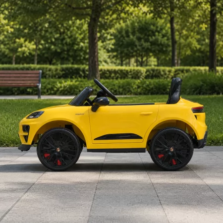 Детский электромобиль Джип Porsche Macan Turbo M 6314EBLR-6 желтый, 2 мотора по 35W, EVA, экокожа, Bluetooth, MP3