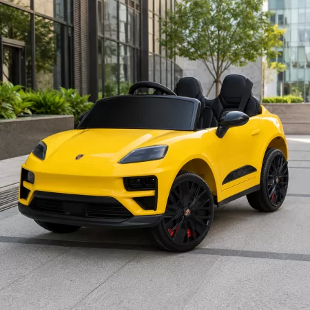 Детский электромобиль Джип Porsche Macan Turbo M 6314EBLR-6 желтый, 2 мотора по 35W, EVA, экокожа, Bluetooth, MP3