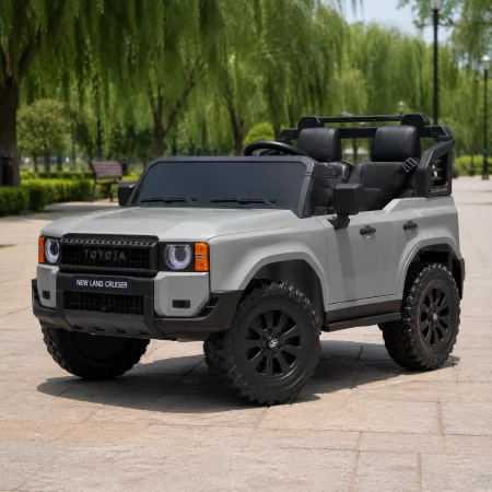 Дитячий електромобіль Джип Toyota Land Cruiser M 6280EBLR-11 двомісний, 2 мотори по 45W, MP3/USB/TF, Bluetooth, EVA, шкіра, сірий