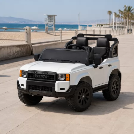 Дитячий електромобіль Джип Toyota Land Cruiser M 6280EBLR-1 двомісний, 2 мотори по 45W, MP3/USB/TF, Bluetooth, EVA, шкіра, білий