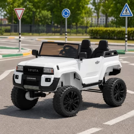 Дитячий електромобіль Джип Toyota Land Cruiser M 6296EBLR-1 двомісний, 4 мотори по 45W, EVA, екошкіра, MP3, Bluetooth, білий Дитячий електромобіль Джип Toyota Land Cruiser M 6296EBLR-1 двомісний, 4 мотори по 45W, EVA, екошкіра, MP3, Bluetooth, білий