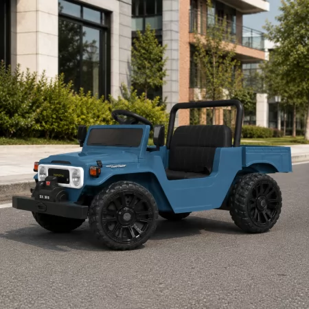 Детский электромобиль Джип Toyota Land Cruiser Pickup M 6308EBLR-4 синий, 2 мотора по 35W, EVA, кожа, Bluetooth, MP3