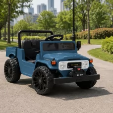 Дитячий електромобіль Джип Toyota Land Cruiser Pickup M 6308EBLR-4 синій, 2 мотори по 35W, EVA, шкіра, Bluetooth, MP3