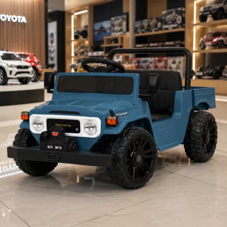 Детский электромобиль Джип Toyota Land Cruiser Pickup M 6308EBLR-4 синий, 2 мотора по 35W, EVA, кожа, Bluetooth, MP3