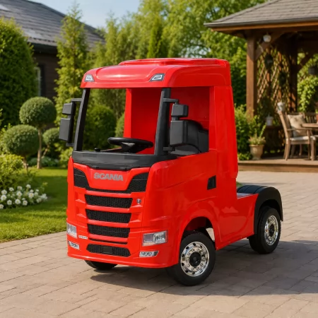 Дитячий електромобіль вантажівка Scania R500 M 6062EBLR-3 червоний, 4 мотори по 35W, MP3, USB, Bluetooth, EVA, екошкіра