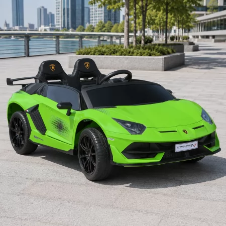 Дитячий електромобіль Lamborghini Aventador SVJ Roadster M 6026EBLR-5 двомісний, 4 мотори по 45W, EVA, екошкіра, MP3, Bluetooth, зелений