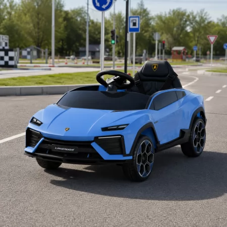 Дитячий електромобіль Lamborghini Lanzador Concept M 6293EBLR-4 синій, 4 мотори по 25W, EVA, шкіра, MP3, USB, Bluetooth