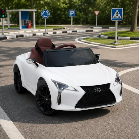 Дитячий електромобіль Lexus LC 500 Bambi JE 1618 EBLR-1, білий, 2 мотори по 35W, EVA колеса, шкіряне сидіння