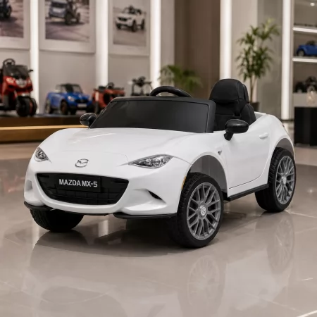 Дитячий електромобіль Mazda MX-5 M 5846EBLR-1 білий, 4 мотори по 25W, EVA, екошкіра, MP3, USB, TF, Bluetooth