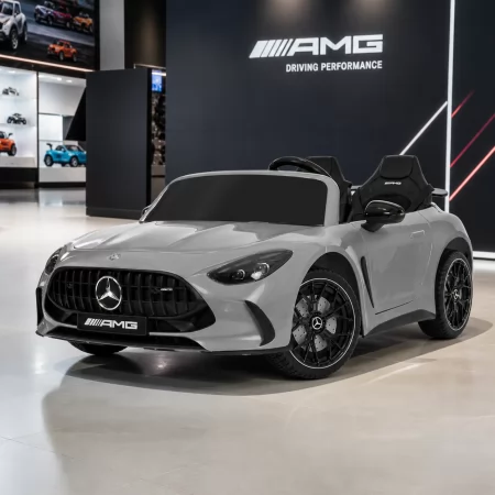 Детский электромобиль Mercedes-AMG GT R Roadster двухместный, 2 мотора по 320W, EVA, кожа, Bluetooth, MP3, серый