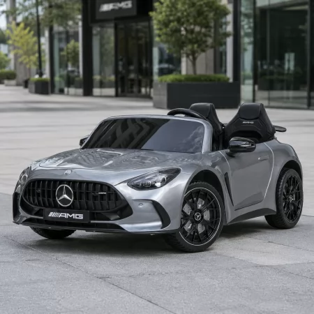 Детский электромобиль Mercedes-AMG GT R Roadster M 6313 (MP4)EBLRS-11 серый, двухместный, 4 мотора по 200W, MP4, Bluetooth, EVA, экокожа, автопокраска