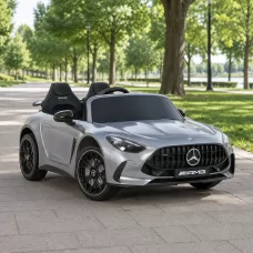 Детский электромобиль Mercedes-AMG GT R Roadster M 6313 (MP4)EBLRS-11 серый, двухместный, 4 мотора по 200W, MP4, Bluetooth, EVA, экокожа, автопокраска