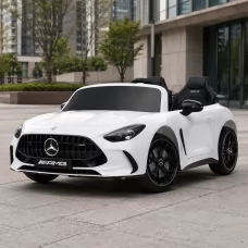 Детский электромобиль Mercedes-AMG GT R Roadster M 6313EBLR-1 белый, двухместный, 4 мотора по 200W, EVA, кожа, MP3, Bluetooth