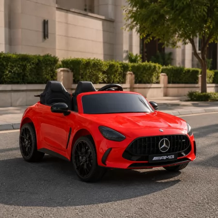 Детский электромобиль Mercedes-AMG GT R Roadster M 6313EBLR-3 красный, двухместный, 4 мотора по 200W, EVA, кожа, MP3, Bluetooth