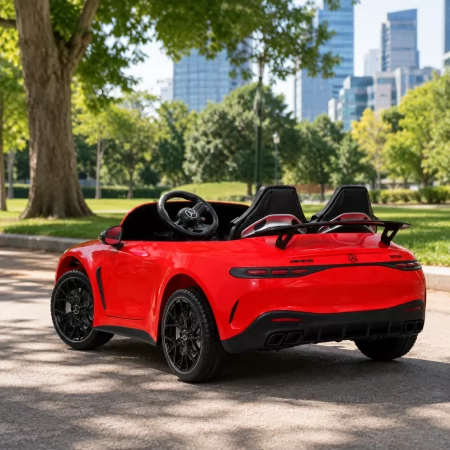 Детский электромобиль Mercedes-AMG GT R Roadster M 6313EBLR-3 красный, двухместный, 4 мотора по 200W, EVA, кожа, MP3, Bluetooth