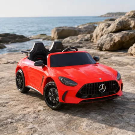 Детский электромобиль Mercedes-AMG GT R Roadster M 6313EBLR-3 красный, двухместный, 4 мотора по 200W, EVA, кожа, MP3, Bluetooth