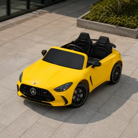 Дитячий електромобіль Mercedes-AMG GT R Roadster M 6313EBLR-6, двомісний, 4 мотори по 200W, EVA, екошкіра, Bluetooth, жовтий