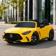 Детский электромобиль Mercedes-AMG GT R Roadster M 6313EBLR-6, двухместный, 4 мотора по 200W, EVA, экокожа, Bluetooth, желтый