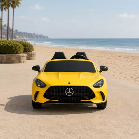 Дитячий електромобіль Mercedes-AMG GT R Roadster M 6313EBLR-6, двомісний, 4 мотори по 200W, EVA, екошкіра, Bluetooth, жовтий