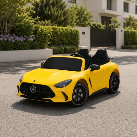 Дитячий електромобіль Mercedes-AMG GT R Roadster M 6313EBLR-6, двомісний, 4 мотори по 200W, EVA, екошкіра, Bluetooth, жовтий