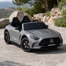 Детский электромобиль Mercedes-AMG GT R Roadster M 6313EBLRS-11 серый двухместный, 4 мотора по 200W, EVA, экокожа, Bluetooth, MP3, автопокраска