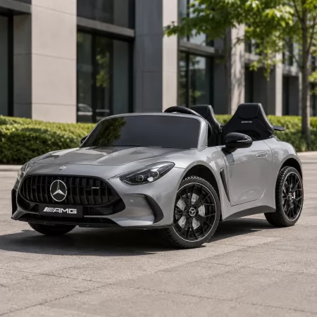 Детский электромобиль Mercedes-AMG GT R Roadster M 6313EBLRS-11 серый двухместный, 4 мотора по 200W, EVA, экокожа, Bluetooth, MP3, автопокраска