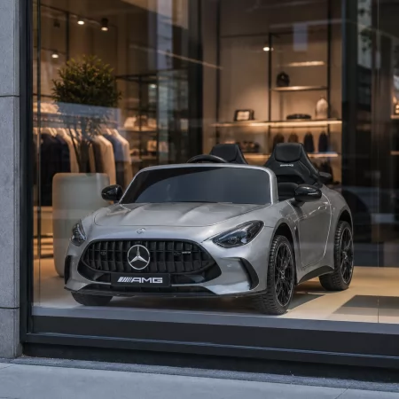 Детский электромобиль Mercedes-AMG GT R Roadster M 6313EBLRS-11 серый двухместный, 4 мотора по 200W, EVA, экокожа, Bluetooth, MP3, автопокраска