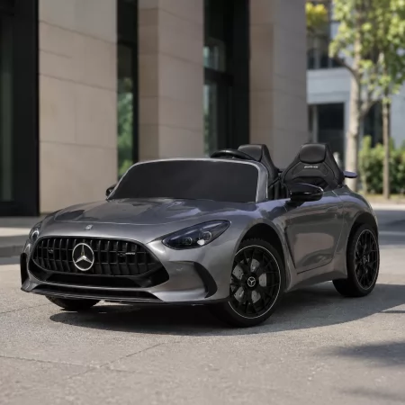 Детский электромобиль Mercedes-AMG GT R Roadster M 6315EBLRS-11 серый двухместный, 2 мотора по 320W, EVA, кожа, Bluetooth, MP3