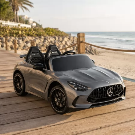 Детский электромобиль Mercedes-AMG GT R Roadster M 6315EBLRS-11 серый двухместный, 2 мотора по 320W, EVA, кожа, Bluetooth, MP3