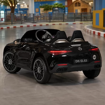 Детский электромобиль Mercedes-AMG SL 63 Roadster Bambi M 5098EBLRS-2 двухместный, 4 мотора по 35W, EVA, кожа, MP3, USB, Bluetooth, автопокраска, черный
