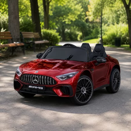 Дитячий електромобіль Mercedes-AMG SL 63 Roadster Bambi M 5098EBLRS-3 двомісний, 4 мотори по 35W, EVA, шкіра, MP3, USB, Bluetooth, автофарбування, червоний